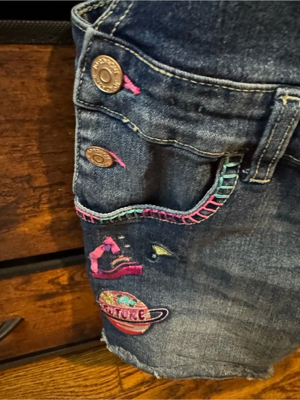 Jordache Dark Blue Denim Overalls with Contrast Stitching
